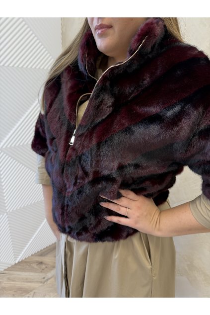 Kožuštek krátky bordový ASTRID