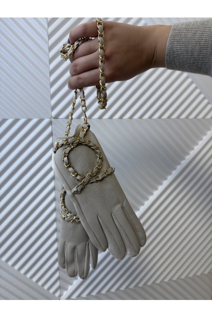 Koženkové rukavice maslové OĽGA