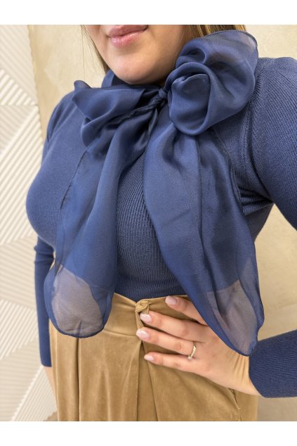 Pulóver mašla modrý HAZEL