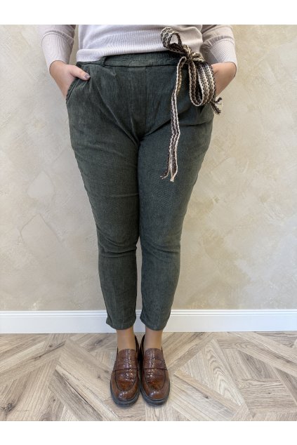 Nohavice menčester zelené KIARA