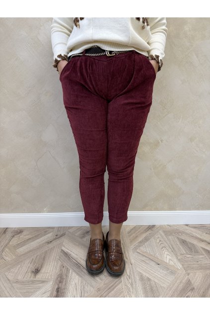 Nohavice menčester bordové KIARA