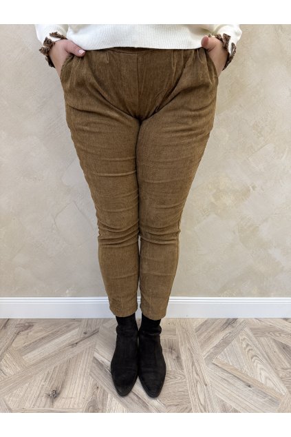 Nohavice menčester hnedé KIARA