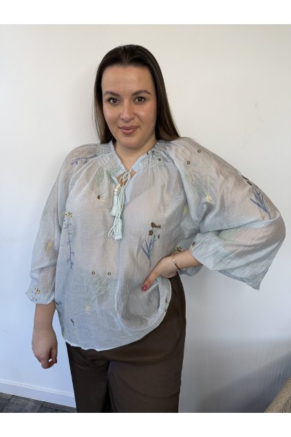 Blúzka modrá kvietky SAMIRA