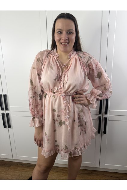 Šaty kvety ružové SOFIA