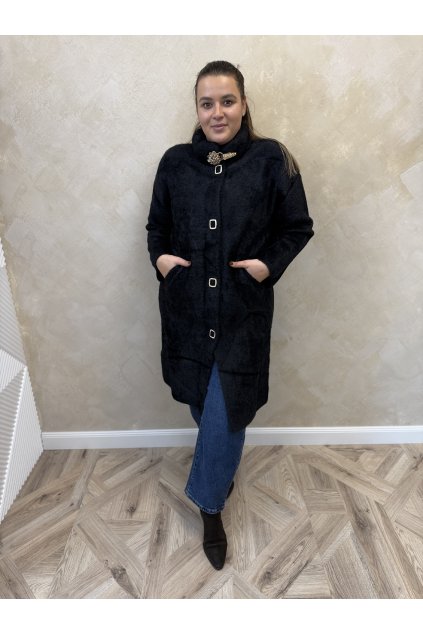 Kabát čierny s brošňou DOROTA