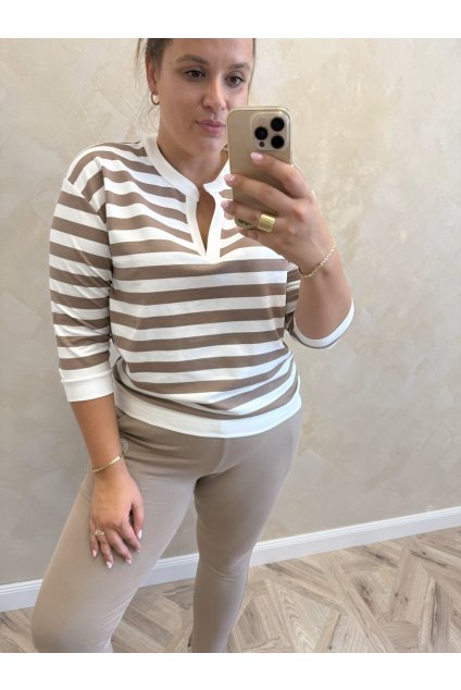 Top - Pásik Beige