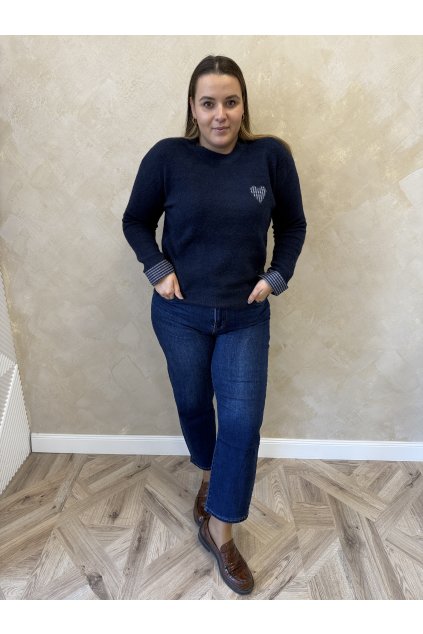 Pulóver tmavomodrý srdiečko NIKOL