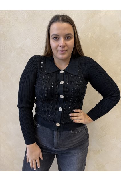 Pulóver s kamienkami čierny NIKOLETA