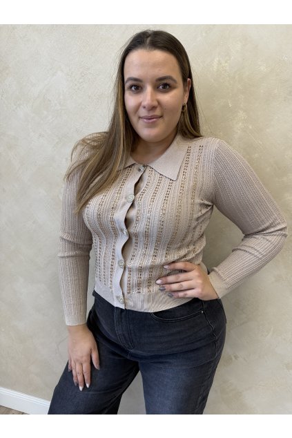 Pulóver s kamienkami hnedý NIKOLETA