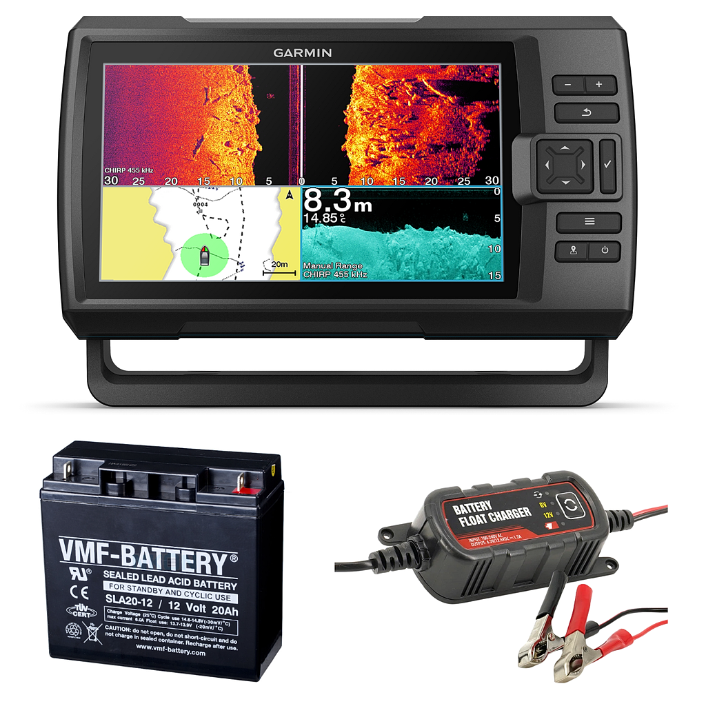 Sonar Garmin Striker Vivid 9sv + sonda GT52HW-TM + Baterie 20Ah + Nabíječka 1,8A