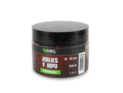 54502 nikl boilies v dipu strawberry 24mm 250ml