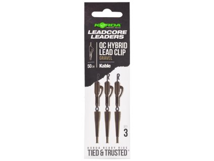 58456 korda kable leadcore leader hybrid lead clip qc swivel weed 50cm