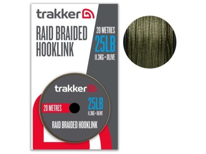 61168 trakker raid braided hooklink 25lb 11 3kg 20m