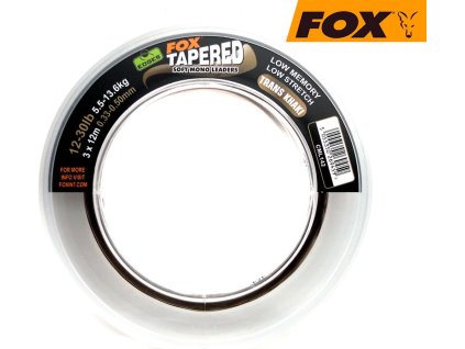 7576 fox edges soft tapered leaders trans khaki x 3 12 30lb 0 37 0 57