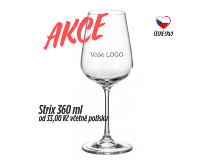 BOHEMIA CRYSTALITE Strix 360 ml - sklenička na víno s potiskem