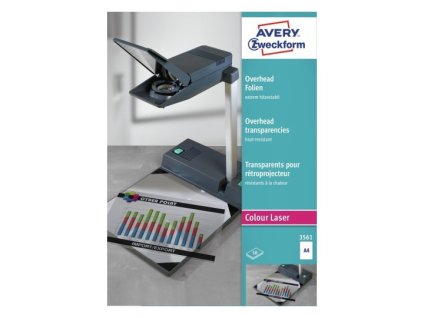 avery folie pro zpetne projektory potisk laser 50a4 transparentni