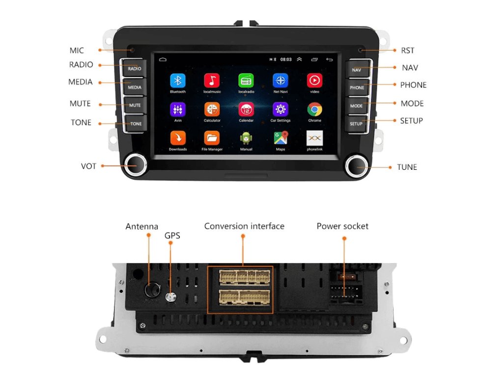 VW Autoradio GPS Bluetooth Touran Golf Passat Tiguan Polo