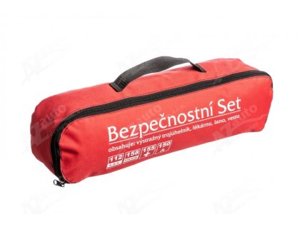 Sada povinné výbavy červená - lékárnička, trojúhelník, lano a vesta