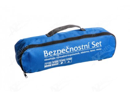 Sada povinné výbavy modrá - lékárnička, trojúhelník, lano a vesta