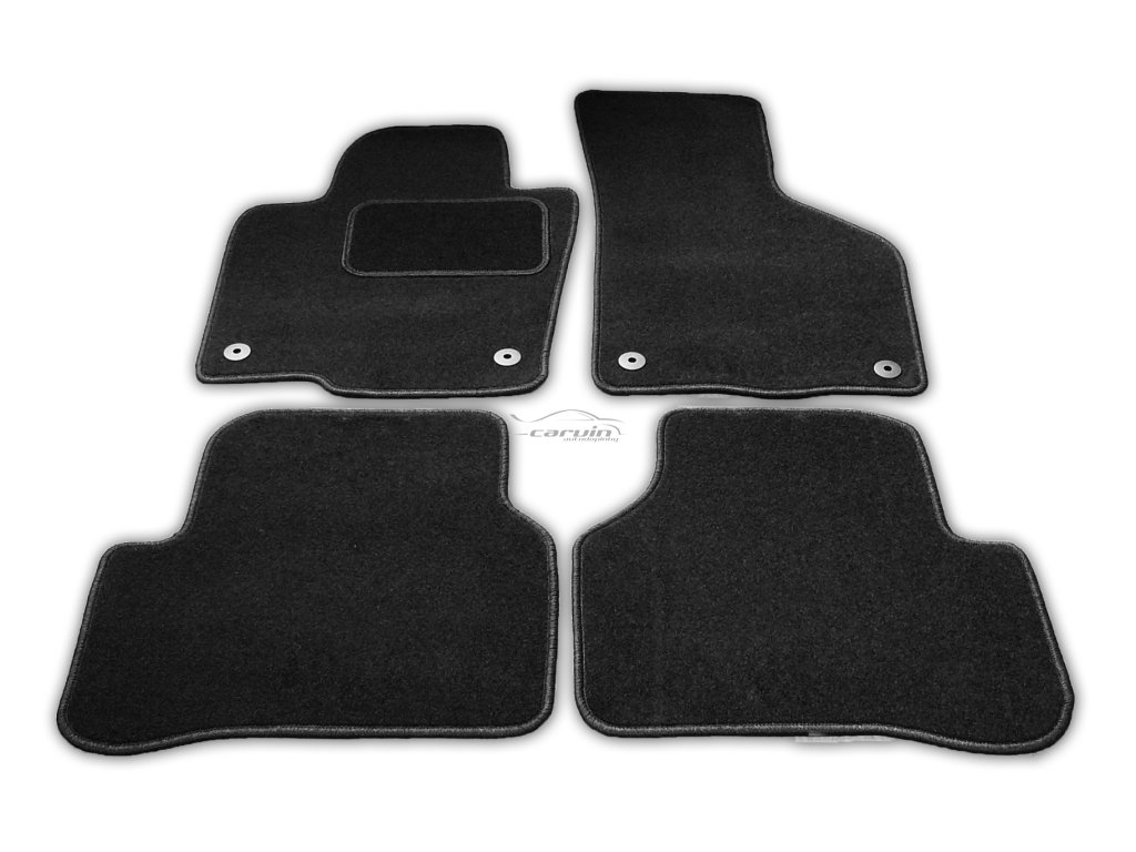 Textilní autokoberce Audi A1 2010- (Fixace Oválná fixace řidič + spolujezdec, Obšití Zelený lem)