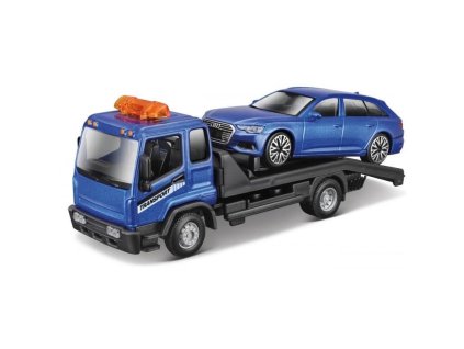 Model auta Odtahovka aut a Audi A6 Avant modrá 1:43 | Bburago