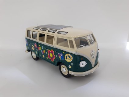 Model auta Volkswagen T1 Bus Hippies zelený 1:24