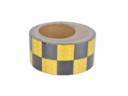 Samolepící páska reflexní 5m x 5cm žluto-černá šachovnice (role 5m)