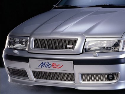 Třídílná mřížka nárazníku - nerez s mlhovkami Škoda Octavia I Facelift 2000-2010 | Milotec
