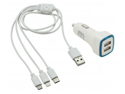 Autonabíječka telefonu USB 3in1 (micro USB, iPhone, USB C)