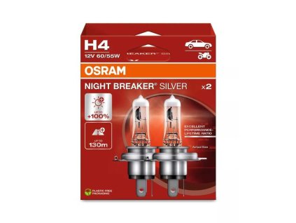 Žárovka H4 12V 60/55W P43t N. BREAKER SILVER +100% 2ks | OSRAM