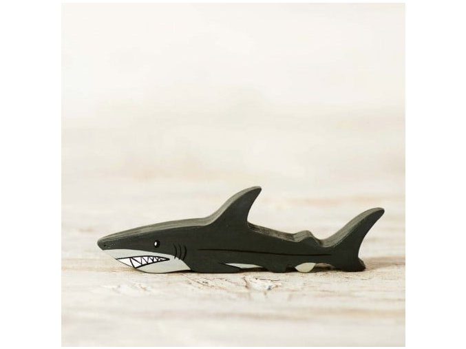 wooden toy shark figure