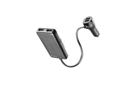 Autonabíječka Cellularline 4× USB, 7.2 A, černá