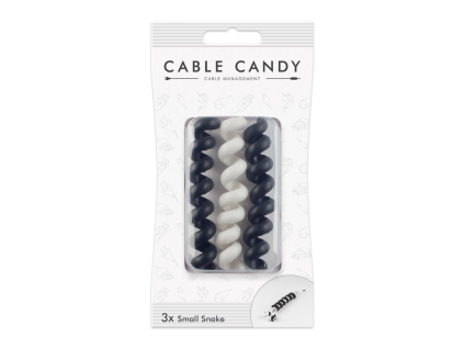 Kabelový organizér Cable Candy Small Snake, 3 ks, černý a bílý