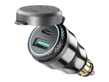Interphone DIN USB a USB-C – nabíjecí adaptér na motorku