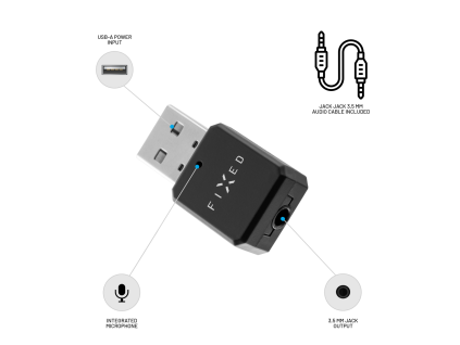 Bluetooth audio přijímač FIXED Signal se zabudovaným mikrofonem, černý