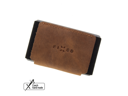 Kožená peněženka FIXED Tiny Wallet z pravé hovězí kůže, hnědá