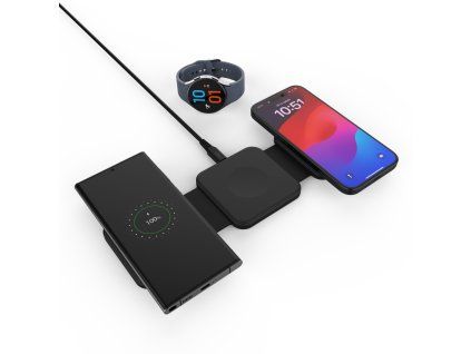 Bezdrátová nabíječka 3v1 FIXED Flex pro Samsung skládací 15W černá