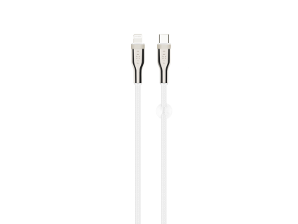 Dlouhý nabíjecí a datový opletený kabel FIXED USB-C / Lightning, PD, 2 m, MFi, bílý