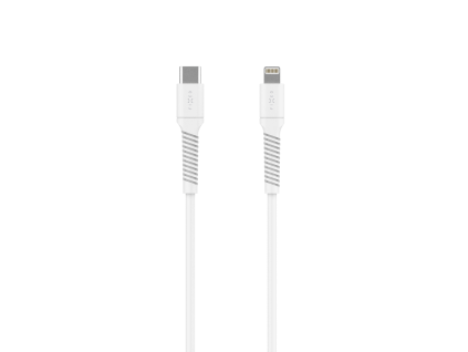 Nabíjecí a datový Liquid Silicone kabel FIXED USB-C/Lightning, PD, 60W, 1,2 m, bílý
