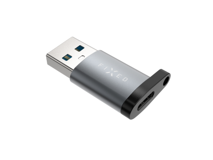 Redukce z hliníku FIXED Link USB-C na USB-A, šedá