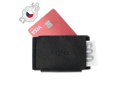 Kožená peněženka FIXED Tiny Wallet z pravé hovězí kůže, černá (Barva Černá)