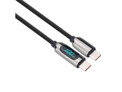 Solight USB-C kabel s displejem, USB-C konektor - USB-C konektor, 100W, 1m