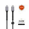 Dlouhý odolný nabíjecí a datový kabel FIXED Armor USB-C / USB-C, PD, 2 m, USB 2.0, 240 W, šedý