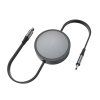 Navíjecí kabel FIXED Retractable Cable s konektory USB-C/USB-C, 1 m, PD 100W, 480 Mbps, šedý