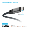 Magnetický nabíjecí a datový opletený kabel FIXED USB-C/USB-C PD 240W 1,2 m USB 2.0, šedý