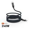 Magnetický nabíjecí a datový opletený kabel FIXED USB-C/USB-C PD 240W 1,2 m USB 2.0, šedý