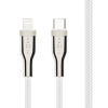 Krátký nabíjecí a datový opletený kabel FIXED USB-C/Lightning PD 0,5 m MFi, bílý