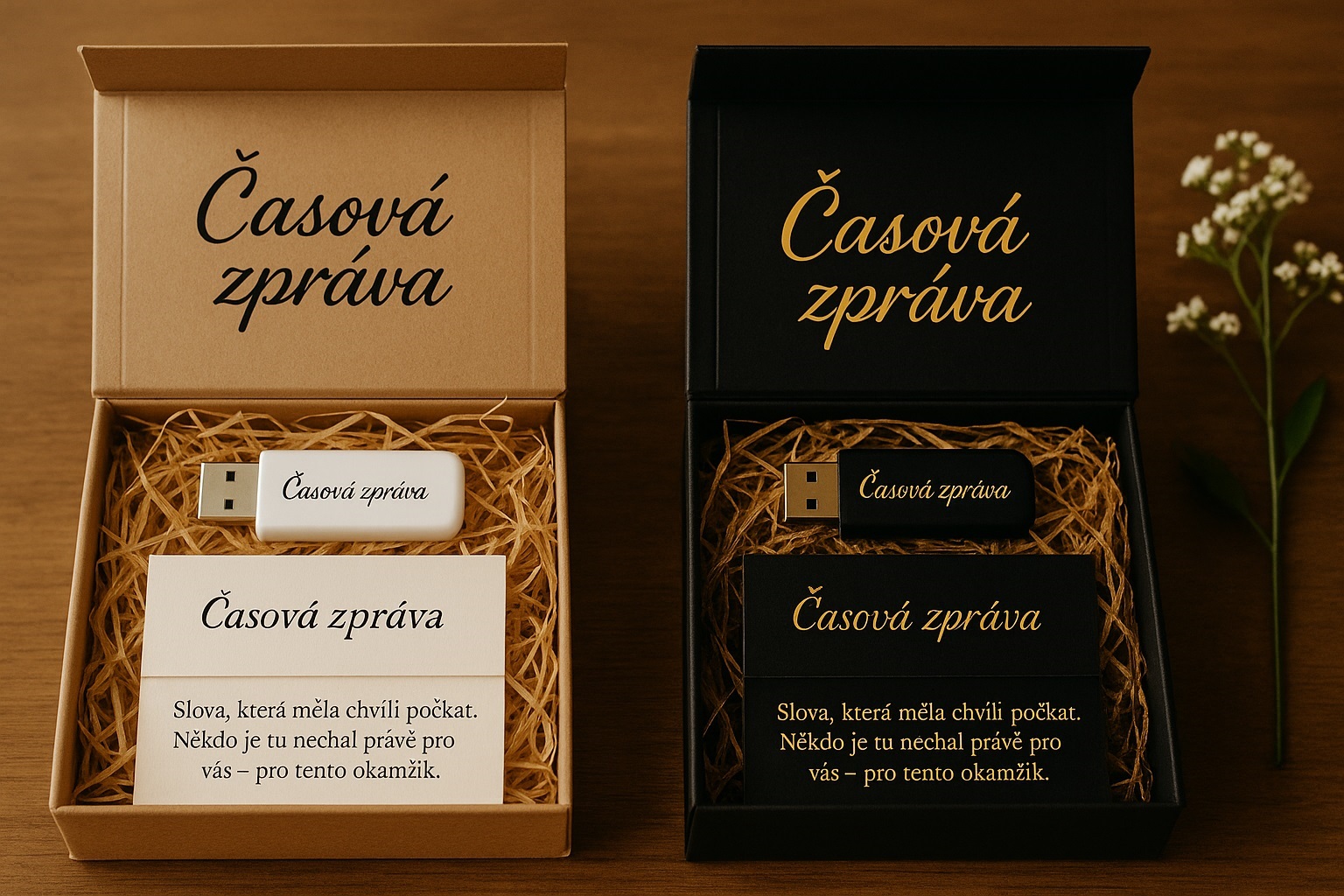 Balení s USB kartička s věnováním