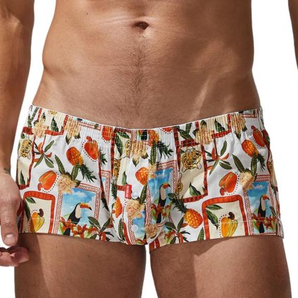 BOXky s tropickým vzorem s převahou oranžové barvy