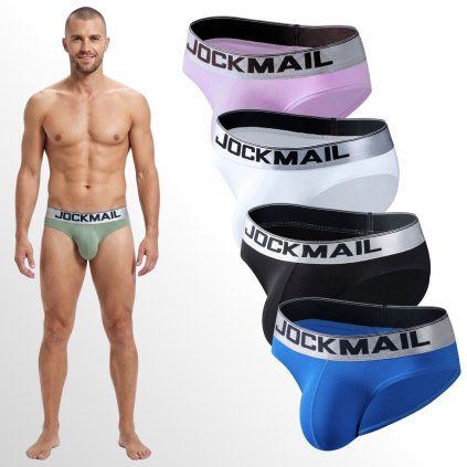 Bavlněné anatomické slipy JOCKMAIL se stříbrným pasem